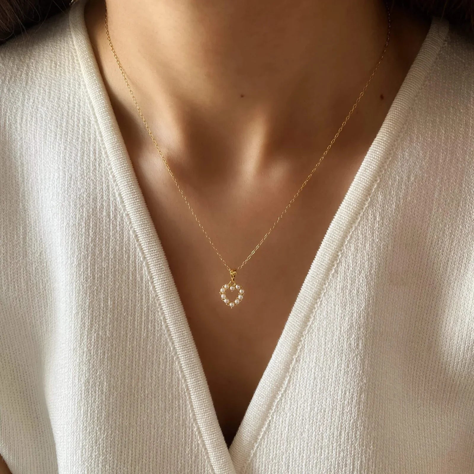 Pearl Heart Pendant Necklace